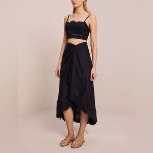 A.L.C. Black Heather Linen Skirt & Positano Crop Top | S